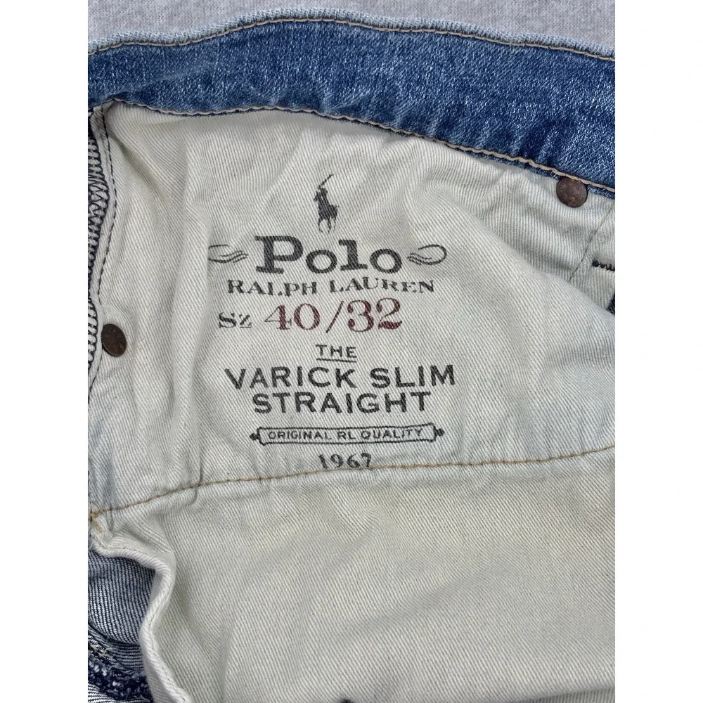 Polo Ralph Lauren Varick Slim Straight Jeans Mens 38x29 Blue Stretch Denim